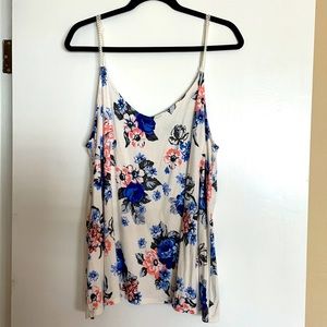Torrid floral tank top with crochet straps